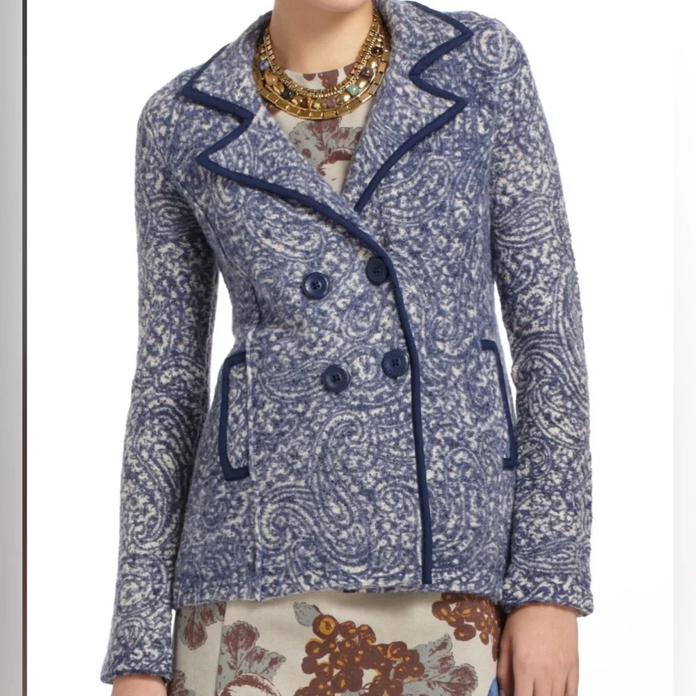 Angel of the North - Women’s Paisley Lace Wool‎ Jacket - Medium - Blue & Gray - Picture 2 of 9